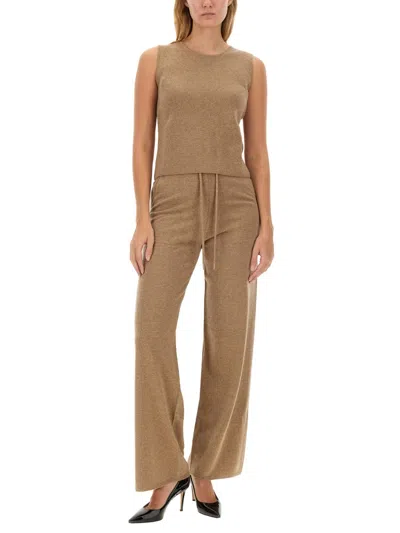 Max Mara Crewneck Sleeveless Top In Brown