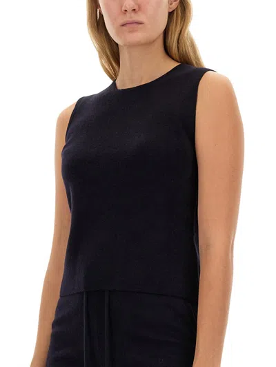 Max Mara Crewneck Sleeveless Tank Top In Blue