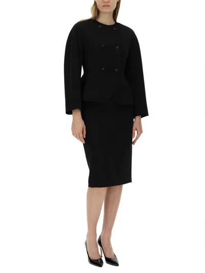 Max Mara Doublebreasted Longsleeved Jacket In Black