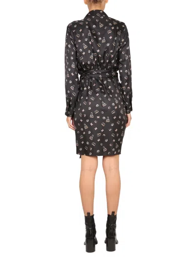 Max Mara All-over Patterned Long-sleeved Dress In Black