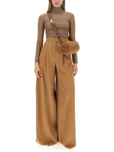 Max Mara Teddy Roll Bag Small In Brown