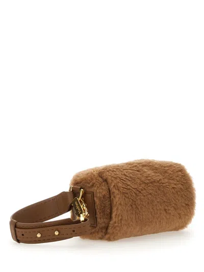 Max Mara Teddy Roll Bag Small In Brown