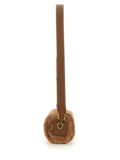 Max Mara Teddy Roll Bag Small In Brown