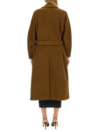 Max Mara Long-sleeved Coat In Brown