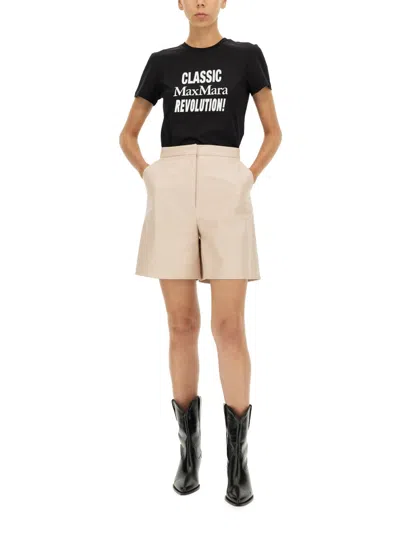 Max Mara Logo Printed Crewneck T-shirt In Black