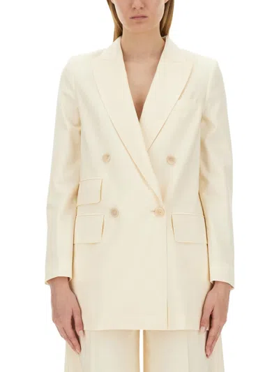 Max Mara Women Elegia Double-breasted Wool Blazer In White