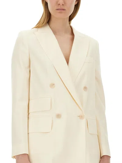 Max Mara Women Elegia Double-breasted Wool Blazer In White