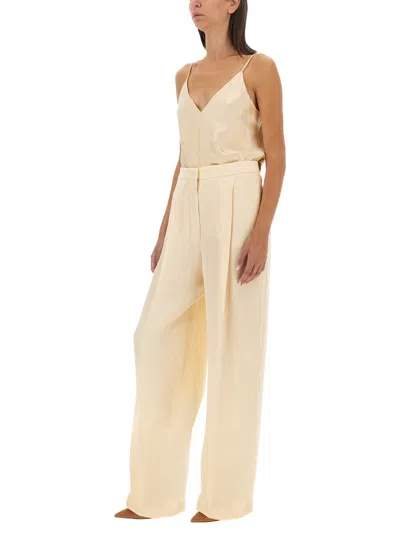 Max Mara Wide-leg High Waist Floor-length Trousers In Cream