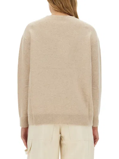 Max Mara Wool And Cashmere Sweater With 1951 Motif In Cream