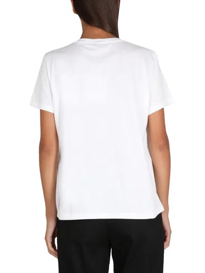 Max Mara Embroidered Cotton Short Sleeve T-shirt In Cream