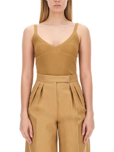 Max Mara Sleeveless Knitted Top In Cream