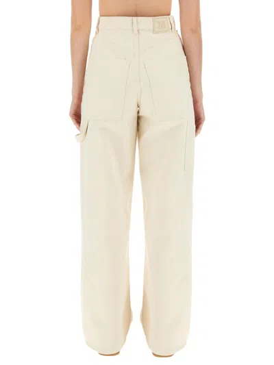 Max Mara Logo Patch Wide-leg Jeans In White