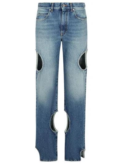 Off-white Meteor Cut-out Straight-leg Jeans In Blue