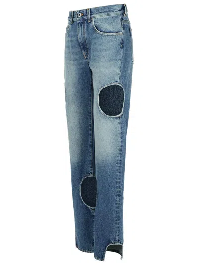 Off-white Meteor Cut-out Straight-leg Jeans In Blue