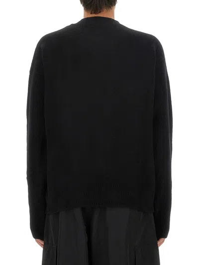 Palm Angels Cotton Oversize Crew Neck Sweatshirt In Black