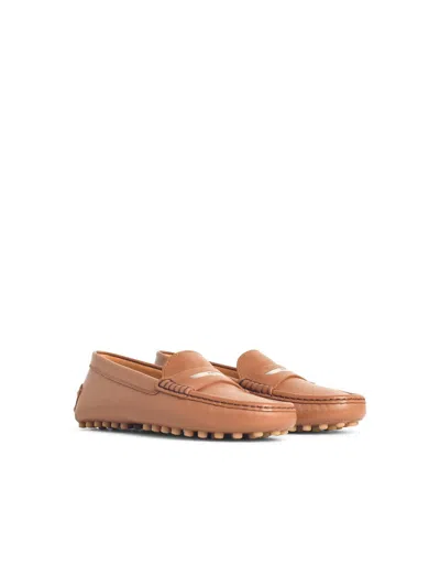 Tod's Round-head Minoccasin-bean Shoes In Brown