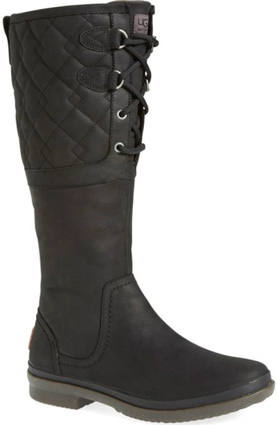 Ugg Women's Eladine Leather Open Toe Block-heel Booties In Black Leather