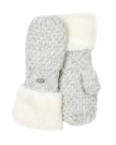 Pajar Women's Hail Heather Chunky Knit Mitten With Faux Fur Cuff In Grey