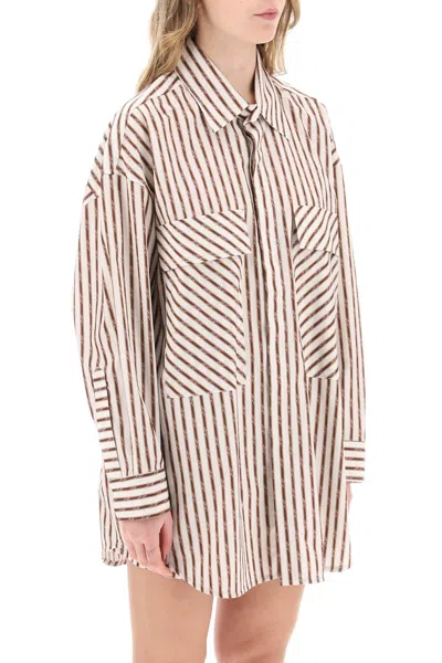 Amiri Logo Striped Double-pocket Workwear Shirt In White