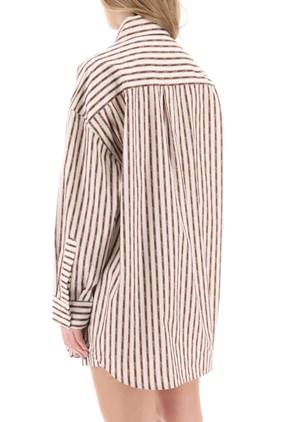 Amiri Logo Striped Double-pocket Workwear Shirt In White