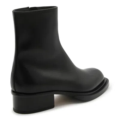 Alexander Mcqueen Black Leather Cuban Boots For Men In Black