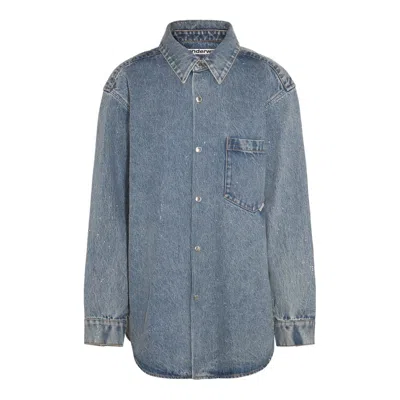 Alexander Wang Vintage Light Indigo Denim Jeans Shirt In Vintage Light Indigo