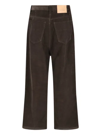 Ami Alexandre Mattiussi Wide Leg Corduroy Trousers Featuring Pockets In Brown