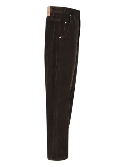 Ami Alexandre Mattiussi Wide Leg Corduroy Trousers Featuring Pockets In Brown