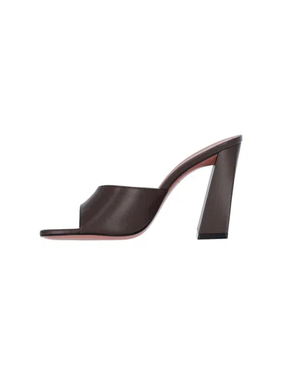 Amina Muaddi Brigitte 95 Leather Mules In Brown