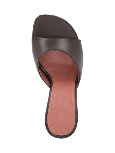 Amina Muaddi Brigitte 95 Leather Mules In Brown