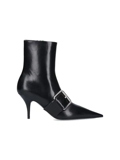 Balenciaga Women Leather Ankle Boots With Maxi Buckle In Black