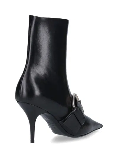 Balenciaga Women Leather Ankle Boots With Maxi Buckle In Black