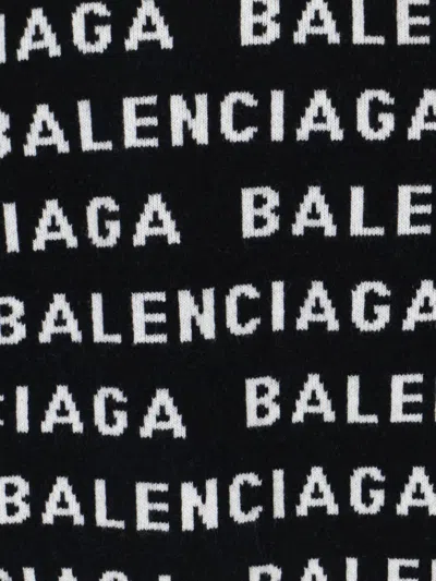 Balenciaga Logo All Over Print Pullover Sweater In Black