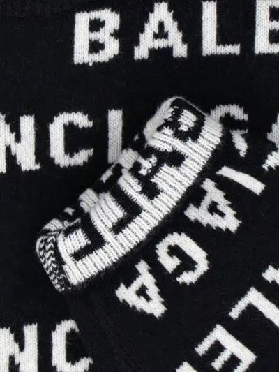 Balenciaga Logo All Over Print Pullover Sweater In Black