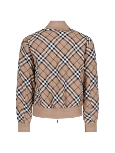 Burberry Mens Linden Ip Check Check-pattern Relaxed-fit Wool-blend Bomber Jacket In Beige