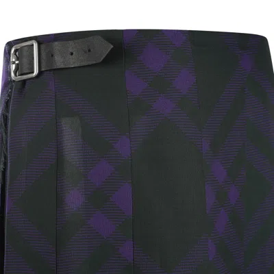 Burberry Check Print Kilt With Belted Detail In Deep Royal Ip Check