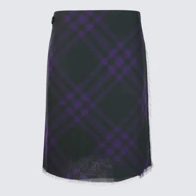 Burberry Check Print Kilt With Belted Detail In Deep Royal Ip Check