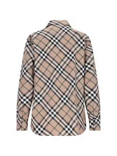 Burberry Ered Wool Blend Shirt In Brown