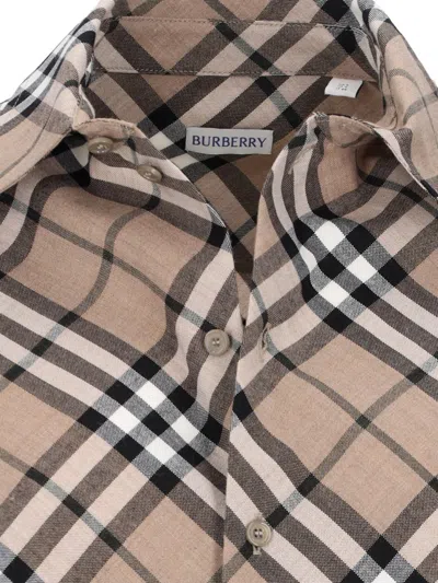 Burberry Ered Wool Blend Shirt In Brown