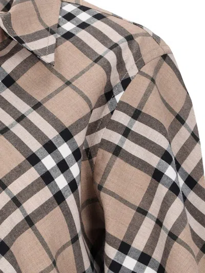Burberry Ered Wool Blend Shirt In Brown