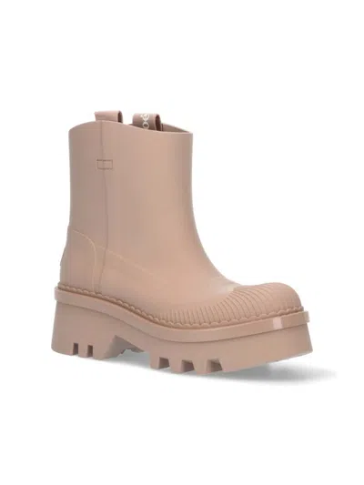 Chloé Raina Rubber Boots In Beige