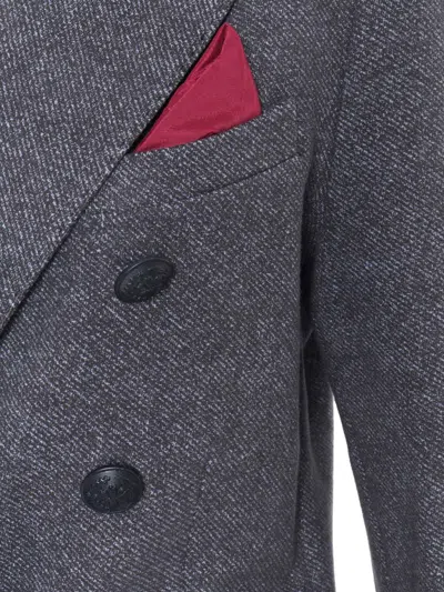 Circolo 1901 Double-breasted Cotton Jacket With American Rear Vent In Gray
