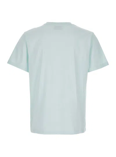 Coperni Light Blue Crewneck T-shirt With Print On The Front In Cotton Man In Blue