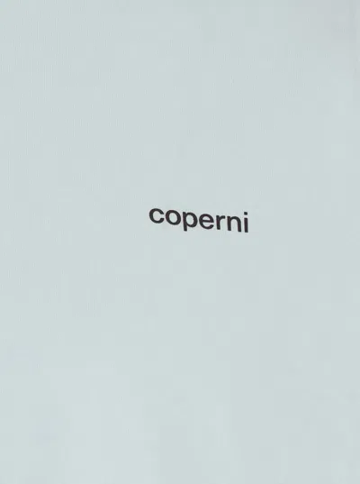 Coperni Light Blue Crewneck T-shirt With Print On The Front In Cotton Man In Blue