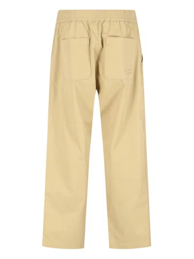 Maison Kitsuné Straight Trousers With Elastic Waistband And Pockets In Beige