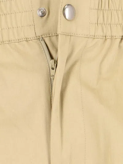 Maison Kitsuné Straight Trousers With Elastic Waistband And Pockets In Beige