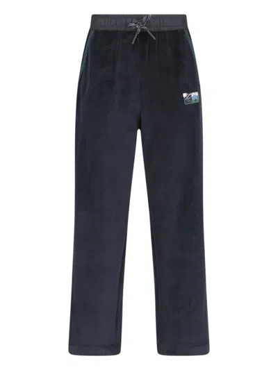 Moncler Straight Trousers With Elastic Waistband And Side Pockets In Black