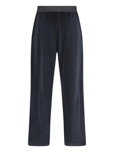 Moncler Straight Trousers With Elastic Waistband And Side Pockets In Black