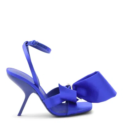 Ferragamo Helena Bow Ankle-strap Sandals In Tess.raso Blue