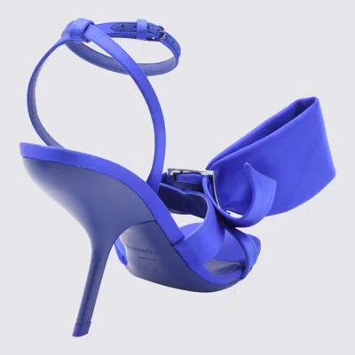 Ferragamo Helena Bow Ankle-strap Sandals In Tess.raso Blue